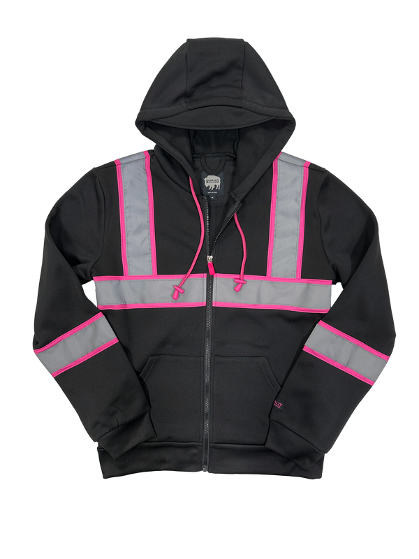 Buffalo Outdoors® Workwear Women's Black Reflective Safety Hooded Sweatshirt