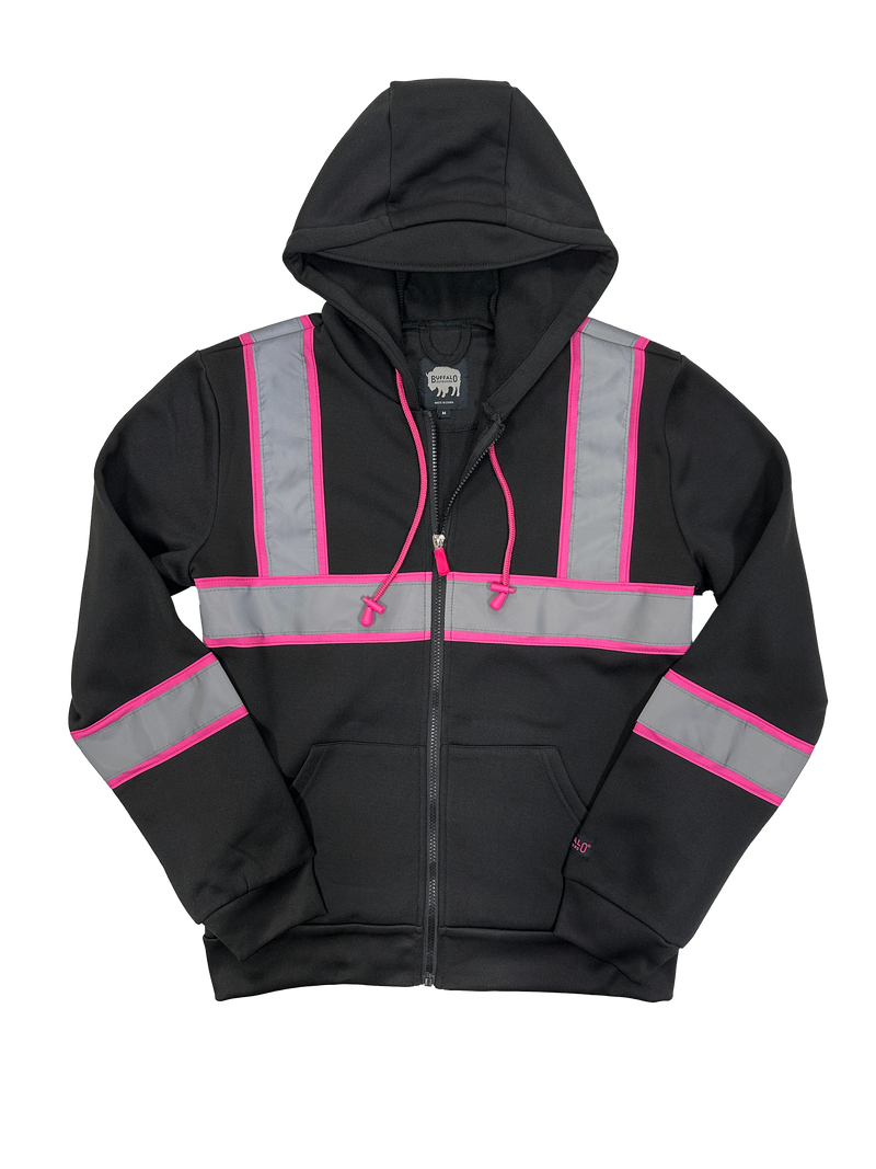 Buffalo Outdoors® Workwear Women's Black Reflective Safety Hooded Sweatshirt