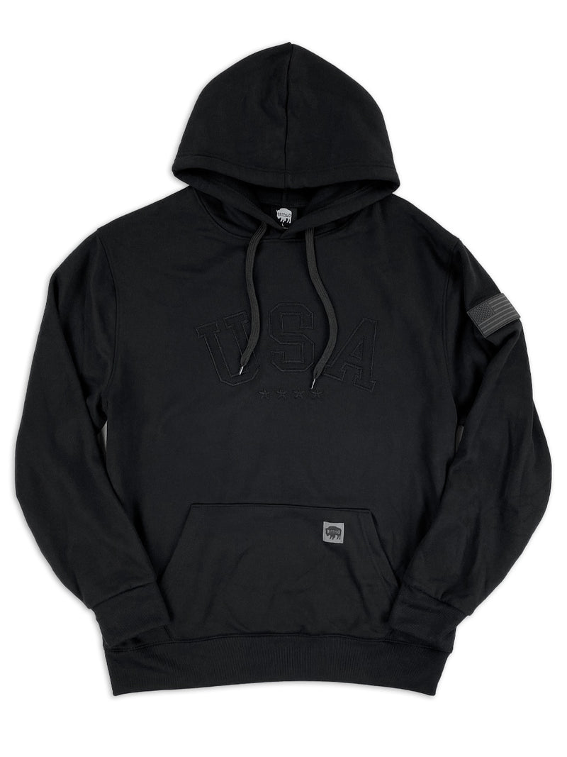 Buffalo Outdoors® Workwear Men's Blackout Edition USA Patch Hooded Sweatshirt