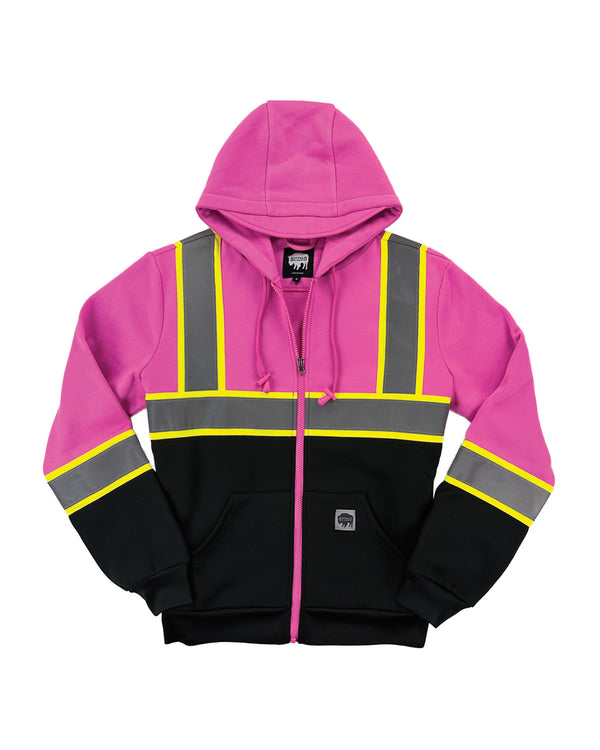 Buffalo Outdoors® Workwear Women's Hi Vis Safety Pink Hooded Sweatshirt