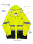 Buffalo Outdoors® Workwear Class 2 Hi Vis Safety Hooded Rain Shell