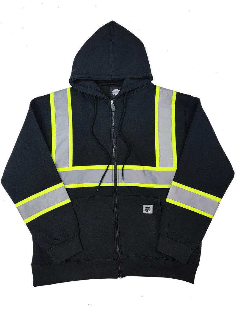 Buffalo Outdoors® Workwear Black Safety Reflective Hooded Sweatshirt