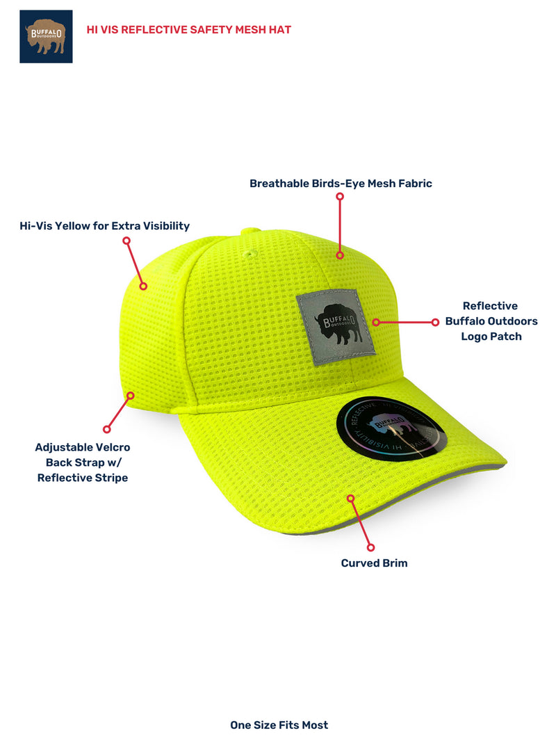 Buffalo Outdoors® Workwear Hi Vis Reflective Safety Mesh Hat