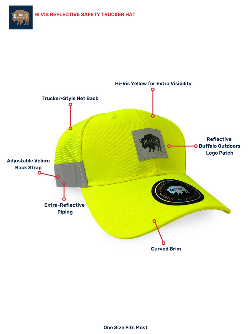 Buffalo Outdoors® Workwear Hi Vis Reflective Safety Trucker Hat