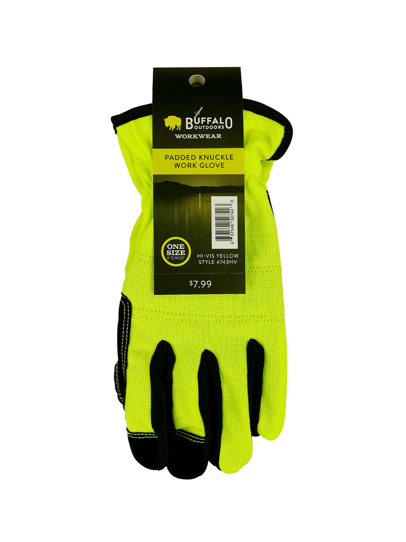 Buffalo Outdoors® Workwear Hi Vis Padded-Knuckle Work Gloves