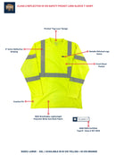 Buffalo Outdoors® Workwear Class 2 Reflective Hi Vis Safety Pocket Long Sleeve T-Shirt - Yellow