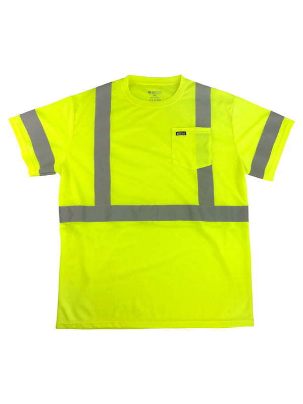 Buffalo Outdoors® Workwear Class 2 Reflective Hi Vis Safety Pocket Short Sleeve T-Shirt - Yellow